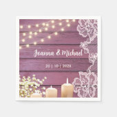 Baby's Breath & String Lights Rustieke Roze Bruilo Servet (Voorkant)