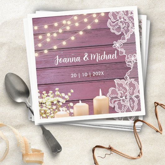 Baby's Breath & String Lights Rustieke Roze Bruilo Servet