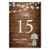 Baby's Breath String Lights Wedding Table Number Kaart (Voorkant)