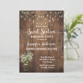 Baby's Breath Sweet-uitnodiging voor zestien verja (Staand voorkant)
