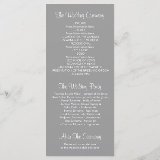 Baby's Breath Trouwprogramma's Programmakaart (Achterkant)