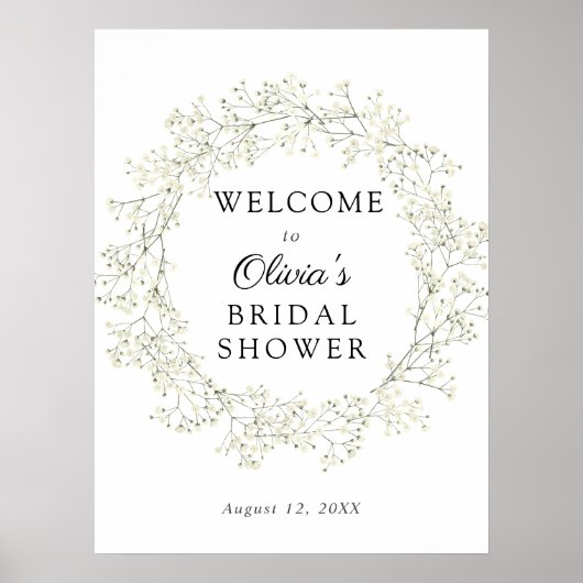 Baby's Breath Vrijgezellenfeest Welkomstbord Poster (Voorkant)