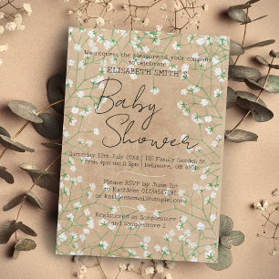 Baby's Breath Watercolor Bloem Boho Baby Shower Kaart
