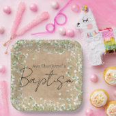 Baby's Breath Waterverf Cute Bloem Boho Doop Papieren Bordje (Feest)