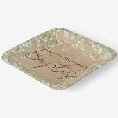 Baby's Breath Waterverf Cute Bloem Boho Doop Papieren Bordje (Gebogen)