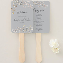 Baby's Breath Wedding Program Fan Handwaaier