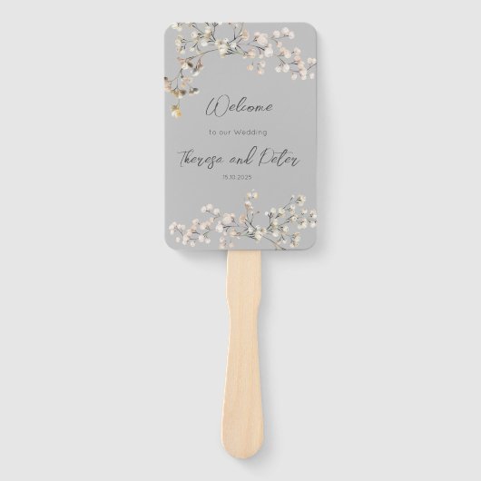 Baby's Breath Wedding Program Fan Handwaaier (Voorkant)
