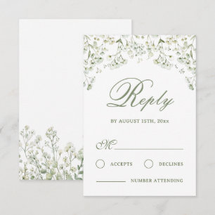 Baby's Breath Wedding RSVP Kaart