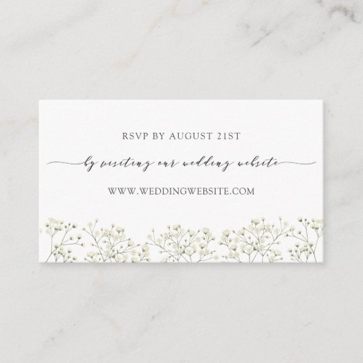 Baby's Breath Wedding RSVP Online Enc Informatiekaartje (Voorkant)