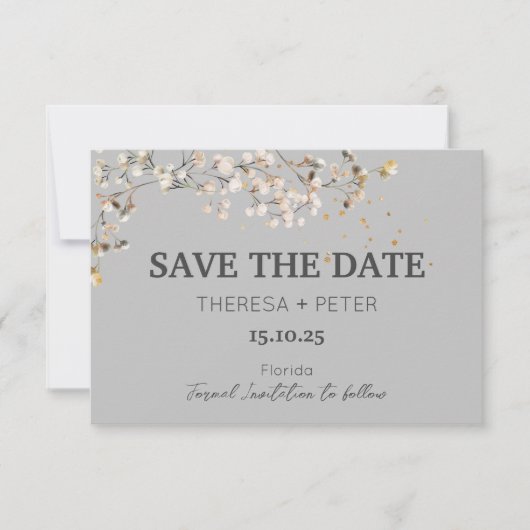 Baby's Breath Wedding Save the Date Kaart (Voorkant)