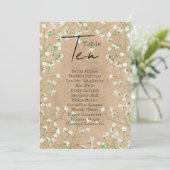 Babys Breath Wedding Table Number Zating Chart 10 Kaart (Staand voorkant)