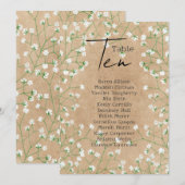 Babys Breath Wedding Table Number Zating Chart 10 Kaart (Voorkant / Achterkant)