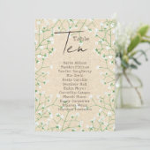 Babys Breath Wedding Table Number Zating Chart 10 Kaart (Staand voorkant)
