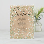 Baby's Breath Wedding Table Number Zating Chart 7 Kaart (Staand voorkant)
