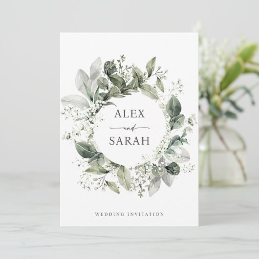 Baby's Breath Wedding Uitnodigingen Gypsophila Sag (Staand voorkant)