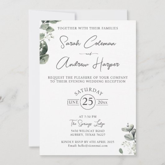 Baby's Breath Wedding Uitnodigingen Gypsophila Sag (Achterkant)