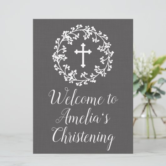 Baby's-Breath Welcome Sign Kaart (Staand voorkant)