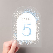 Baby's Breath white blue table number Acryl Uitnodigingen (Insitu (Draagbaar))
