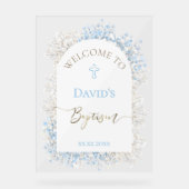 Baby's Breath white blue welcome sign Acryl Bord (Voorkant)