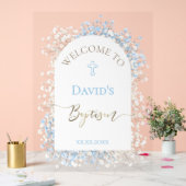Baby's Breath white blue welcome sign Acryl Bord (Huwelijk)