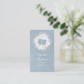 Baby's Breath White en Dusty Blue Floral Visitekaartje (Staand voorkant)
