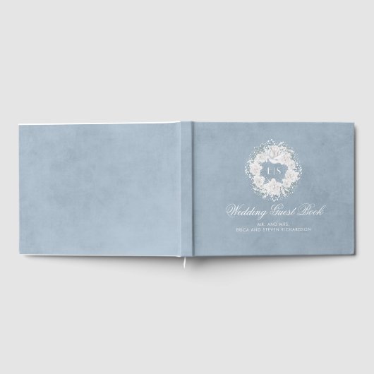 Baby's Breath White en Dusty Blue Wedding Gastenboek (Volledig)