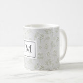 Baby's Breath White Floral Gypsophila Monogram Koffiemok (Voorkant rechts)