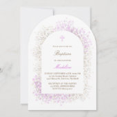 Baby's Breath white lilac baby girl Baptism Kaart (Voorkant)