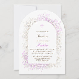 Baby's Breath white lilac baby girl Baptism Kaart