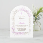 Baby's Breath white lilac baby girl Baptism Kaart (Staand voorkant)