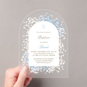 Baby's Breath wit blauw baby jongen Doop Acryl Uitnodigingen (Insitu (Draagbaar))