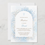 Baby's Breath wit blauw baby jongen Doop Kaart (Voorkant)