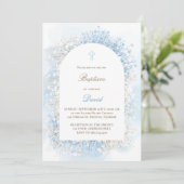 Baby's Breath wit blauw baby jongen Doop Kaart (Staand voorkant)