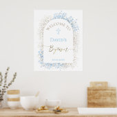 Baby's Breath wit blauwe Doop welkom  Poster (Keuken)