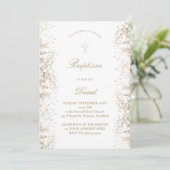 Baby's Breath witte bloemen | babyjongen Doop Kaart (Staand voorkant)