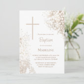 Baby's Breath witte bloemen Doop Kaart (Staand voorkant)
