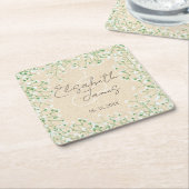 Baby's Breath Witte Bloemen Rustieke Boho Bruiloft Kartonnen Onderzetters (Schuin)