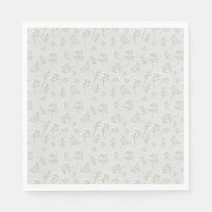 Baby's Breath Witte Bloemige Waterverf Gypsophila Servet