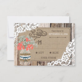 Baby's Breath Wood Lace Rustic RSVP-kaart RSVP Kaartje
