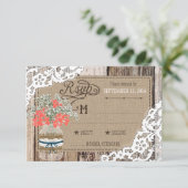 Baby's Breath Wood Lace Rustic RSVP-kaart RSVP Kaartje (Staand voorkant)