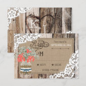 Baby's Breath Wood Lace Rustic RSVP-kaart RSVP Kaartje (Voorkant / Achterkant)