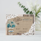 Baby's Breath Wood Lace Rustic RSVP-kaart RSVP Kaartje (Staand voorkant)