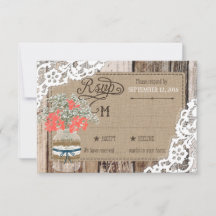 Baby's Breath Wood Lace Rustieke RSVP-kaart
