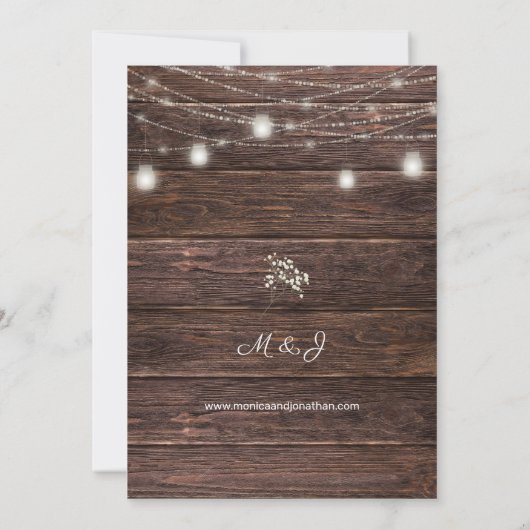 Baby's Breath Wood & Mason Jar String Lights Kaart (Achterkant)