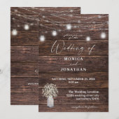 Baby's Breath Wood & Mason Jar String Lights Kaart (Voorkant / Achterkant)