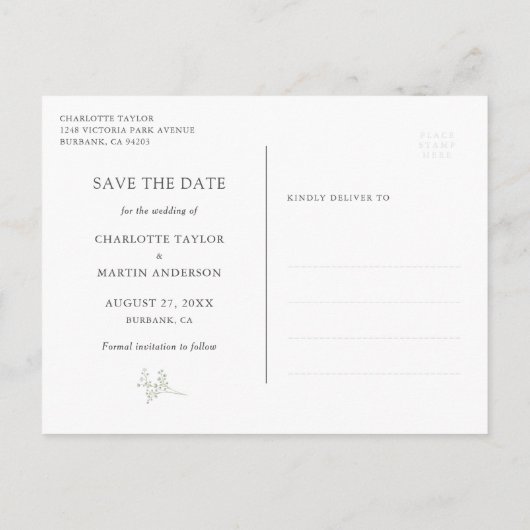 Baby's Breath Wood Mason Jar Wedding Save The Date Aankondigingskaart (Achterkant)