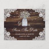 Baby's Breath Wood Mason Jar Wedding Save The Date Aankondigingskaart (Voorkant)