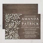 Baby's Breath Wood repetitie diner uitnodigingen (Voorkant / Achterkant)