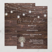 Baby's Breath Wood String Lights Wedding Reception Kaart (Voorkant / Achterkant)