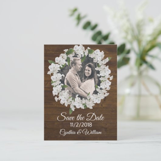 Babys Breath Wreath Bruiloft Save the Date Briefkaart (Staand voorkant)